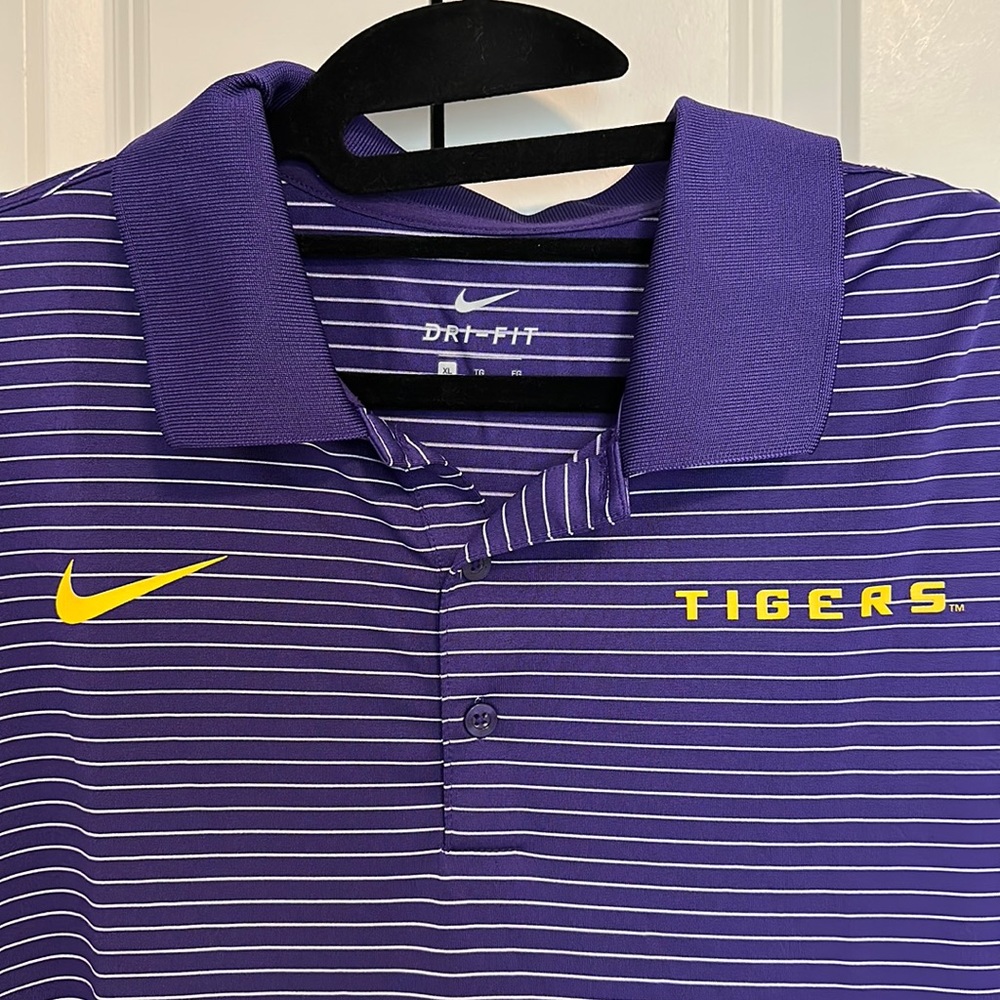 XL Nike Polo LSU Tigers Purple White and Gold